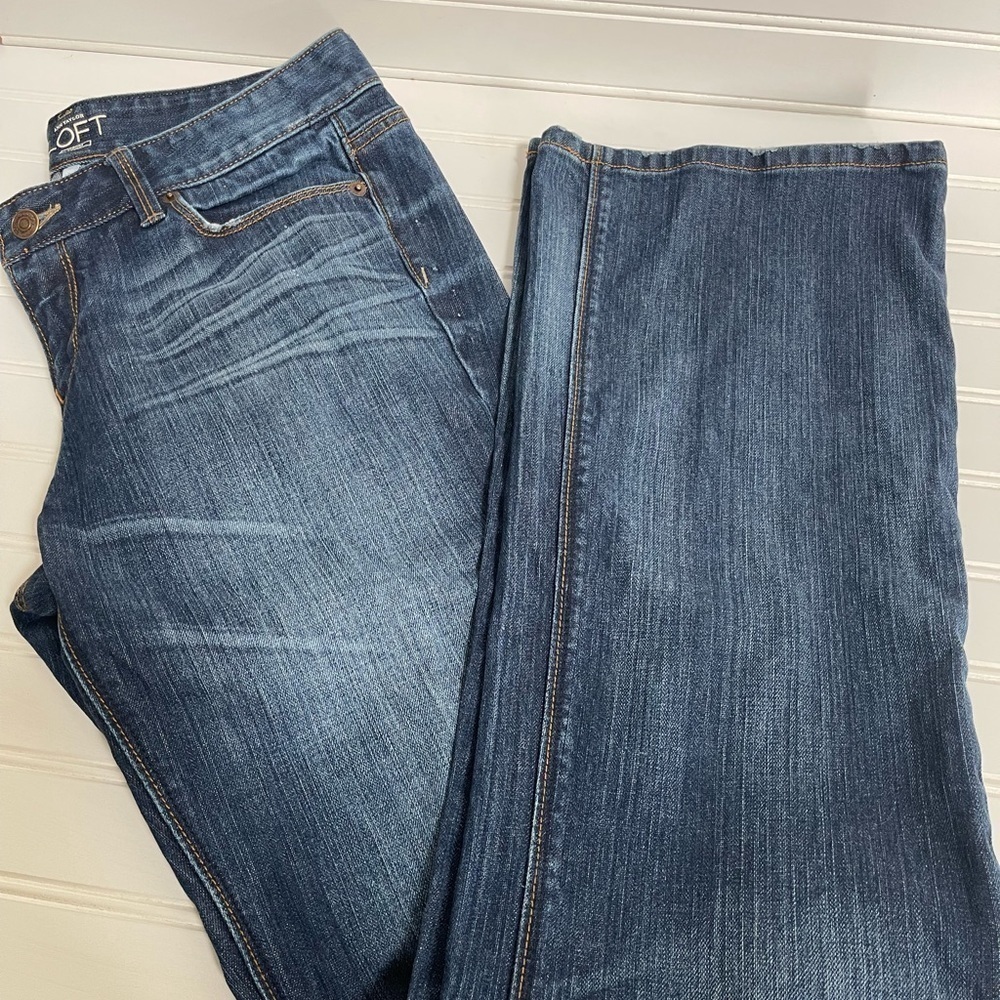 Ann Taylor Loft Womens Curvy Boot Cut 8 Medium Wash Five Pocket Cotton Jeans